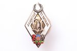 badge, University of Latvia, silver, enamel, 875 standard, Latvia, the 30ies of 20th cent., 30.7 x 1...