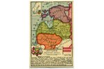 открытка, Карта стран Балтии, Латвия, 20-30е годы 20-го века, 14,2x9,2 см...