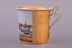 small cup, "Port of Riga", porcelain, Gardner porcelain factory, Russia, ~1830, h 9.1 cm...
