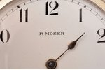 pocket watch, "Moser", men, Switzerland, silver, 875 standart, 89.10 g, 7.2 x 5.2 cm, Ø 42 mm, in wo...