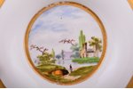 декоративная тарелка, фарфор, завод Попова А.Г., Российская империя, 19-й век, Ø 14.6 см, нитевидная...