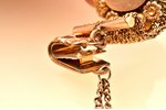watch fob, with chain, metal, gilding, Europe, 8.9 x 2.7 cm, length of a chain 6.3 cm...