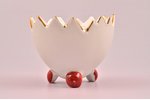 egg holder with a saltcellar, porcelain, sculpture's work, shape by Betarice Karklina, Riga (Latvia)...
