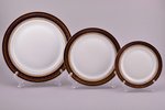 šķīvju komplekts, 3 gab., porcelāns, Comte Harrach, Krievijas impērija, Ø 24.8 / 20 / 15.9 cm...
