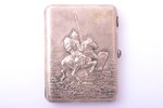 cigarette case, silver, "Cossack and Knight", 800 standart, silver stamping, hallmark of USSR (re-st...