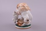 figurine, Lion and rabbit, porcelain, USSR, LFZ - Lomonosov porcelain factory, molder - B.Y. Vorobye...