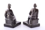 figurines - bookends, Couple in traditional costumes, ceramics, Lithuania, USSR, Kaunas industrial c...
