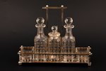 condiment set, metal, crystal, the beginning of the 20th cent., 25.3 x 6.5 x 20.6 cm...