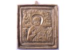 icon, Saint Nicholas the Wonderworker, copper alloy, silvering, Russia, the border of the 19th and t...