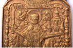 icon, Saint Nicholas of Mozhaysk, Guslicy (Гуслицы), copper alloy, Russia, the 18th cent., 12 x 7.7...