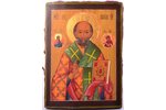 icon, Saint Nicholas the Miracle-Worker, board, silver, painting, guilding, 84 standard, Russia, 188...