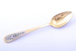 teaspoon, silver, 875 standard, 24.80 g, niello enamel, gilding, 13.9 cm, artel "Severnaya Chern", 1...