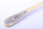 teaspoon, silver, 875 standard, 24.80 g, niello enamel, gilding, 13.9 cm, artel "Severnaya Chern", 1...