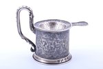 set, tea glass-holder, strainer, silver, "Caucasus", 84 standard, 155.10 g, glass holder 117.90 g +...