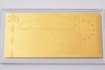 2015, Gold ingot in the shape of a banknote, gold, Germany, 0.5 g, Ø 90 x 43 mm, with a document...