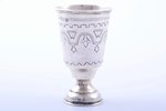 little glass, silver, 84 standard, 38.50 g, engraving, h 8.1 cm, 1887, Moscow, Russia...