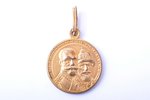 medal, 300th anniversary of the Romanov dynasty, bronze, gilding, Russia, 1913, 33.9 x 27.1 mm...