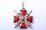 орден, орден Святой Анны, с мечами, 3-я степень, золото, эмаль, 56 проба, Российская Империя, 39.3 x...