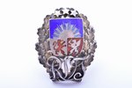 badge, the State Technical college of Riga, silver, enamel, 875 standard, Latvia, 20-30ies of 20th c...