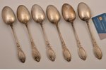 set of soup spoons, silver, 6 pcs, 84 standard, 549.9 g, 21.8 cm, Ivan Khlebnikov factory, 1908-1917...