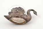 saltcellar, silver, "Swan", 875 standard, silver weight 13.30, with glass inner part, h 5 cm, the 20...