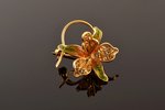 a brooch, "Orchid", silver, Plique-a-Jour enamel, filigree, 925 standard, 4.02 g., the item's dimens...