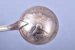 spoon, silver, made from a coin, Nicholas II, 875 standard, 34.95 g, 12.7 cm, by Julijs Blums, the 2...