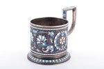 tea glass-holder, silver, 84 standard, 196.15 g, cloisonne enamel, h (with handle) 8.8 cm, Ø (inside...