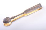 sugar tongs, silver, 84 standard, 54.95 g, niello enamel, gilding, 15.5 cm, Michael Koshkov, 1854, V...