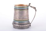 bear mug, silver, 84 standart, engraving, gilding, champleve enamel, 1880-1899, 311.20 g, P. Milyuko...
