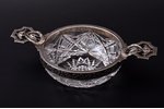 candy-bowl, silver, crystal, 84 standard, 21.5 x 12.5 cm, h 5.5 cm, "Fabergé", 1908-1917, Moscow, Ru...