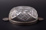 candy-bowl, silver, crystal, 84 standard, 16 x 11.4 cm, h 4.8 cm, Semyon Pavlov's workshop, 1908-191...