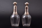 a pair of carafes, silver, 950 standard, glass, h (with stopper) 19 cm, France...