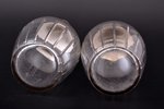 a pair of carafes, silver, 950 standard, glass, h (with stopper) 19 cm, France...
