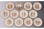 set of 12 decorative plates, "Franco-Russian Alliance", faience, France, the border of the 19th and...