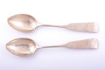 pair of teaspoons, silver, 84 standard, 63.85 g, 15.9 cm, by A. Riedel, 1881, Minsk, Russia...