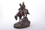 sculpture, "Cossack couple on horseback", by Albert Moritz Volf (1854‑1923), bronze, h 29.6 cm, weig...