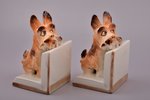 figurines - bookends "Dogs", faience, Riga (Latvia), Riga Ceramics Factory, 1940-1941, 15.4 cm...