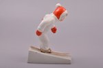 figurine, Skier, porcelain, Riga (Latvia), USSR, Riga porcelain factory, molder - Leja Novozeneca, t...