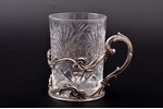 tea glass-holder, silver, 84 standard, 132.50 g, with glass, h (with handle) 7.9 cm, Ø (inside) 6.9...