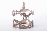 tea glass-holder, silver, 84 standard, 132.50 g, with glass, h (with handle) 7.9 cm, Ø (inside) 6.9...