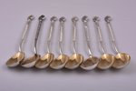set of spoons, 1+8 pcs., silver, 875 standart, gilding, the 50-60ies of 20th cent., 232.60 g, Tallin...