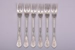 flatware set, 12 items (6 fish knives and 6 fish forks), silver, 84 standart, engraving, 1908-1917,...