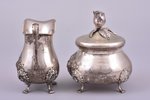 service of 3 items: coffeepot, sugar-bowl, cream jug, silver, 830 standart, 1302.5 g, (coffeepot 843...