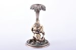 candlestick, silver, "Neptune", 800 standard, 274.85 g, remains of enamel, h 11.4 cm, France...