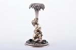 candlestick, silver, "Neptune", 800 standard, 274.85 g, remains of enamel, h 11.4 cm, France...