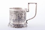 tea glass-holder, silver, "Caucasus", 84 standard, 116.05 g, niello enamel, h (with handle) 9 cm, Ø...