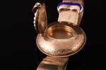a bracelet, with opening medallion, gold, enamel, 56 ПТ standard, 40.71 g., pearl, diameter of medal...