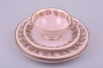 service, for 6 persons (27 items), porcelain (pink color mass), M.S. Kuznetsov manufactory, Riga (La...