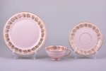 service, for 6 persons (27 items), porcelain (pink color mass), M.S. Kuznetsov manufactory, Riga (La...